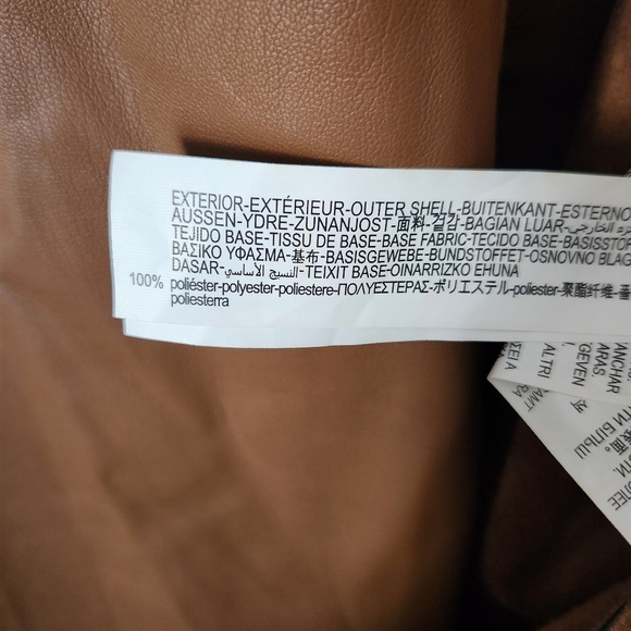 NWT Zara | Faux Leather Belted Button Down Shirt Jacket in Cognac - Size L - Picture 13 of 14